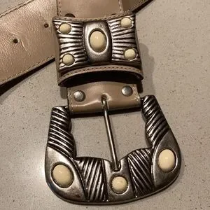 Vintage Karen Kane Western Boho Leather Belt Large Unique Silver Buckle Sz S Karen Kane | Accessories | Vintage Karen Kane Belt Womens  main image 4